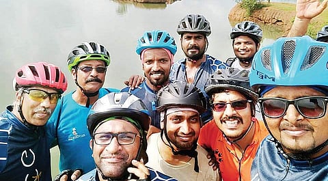 Members of the group during  their off-road expedition to the Sunday Village