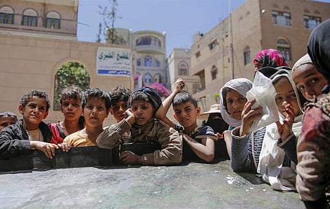 Save the Children, an international aid group said late Wednesday, Nov. 15, 2017, that an estimated 130 children or more die every day in war-torn Yemen from extreme hunger and disease. It said a continuing blockade by the Saudi-led coalition fighting Yem