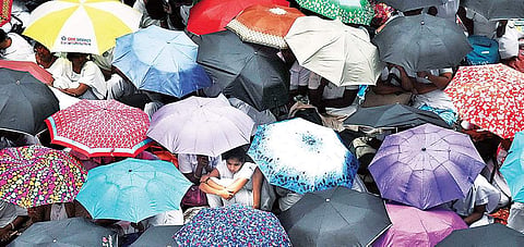 Despite showers, nurses on protest at the DMS campus in the city on Wednesday before they called it off | Ashwin Prasath