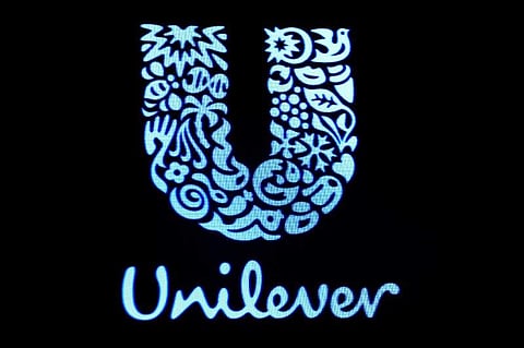 The company logo for Unilever is displayed on a screen on the floor of the New York Stock Exchange (NYSE) in New York, U.S., February 17, 2017.