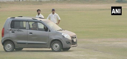 Girish Sharma detained for questioning by the Delhi Police was subsequently arrested.| ANI