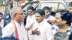 Rajya Sabha member KVP Ramachandra Rao interacts with FIMS students  and their parents in Vijayawada on Sunday | Express