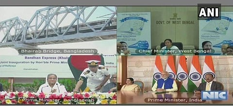 Inauguration of Bandhan Express via video conferencing. (Image tweeted by ANI)