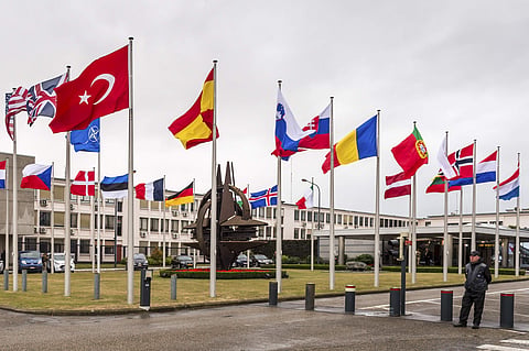 NATO country flags wave outside NATO headquarters in Brussels. (File | AP)