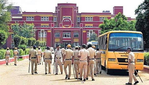 File photo of  police outside Ryan International School, Gurgaon, where the murder of schoolboy Pradhuman Thakur happened.