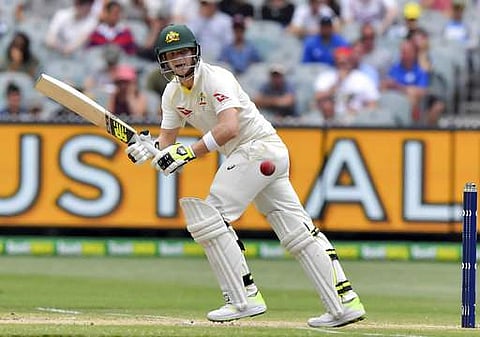 Australia's Steve Smith pulls the ball against England during the fourth day of their Ashes cricket test match in Melbourne, Australia. | AP
