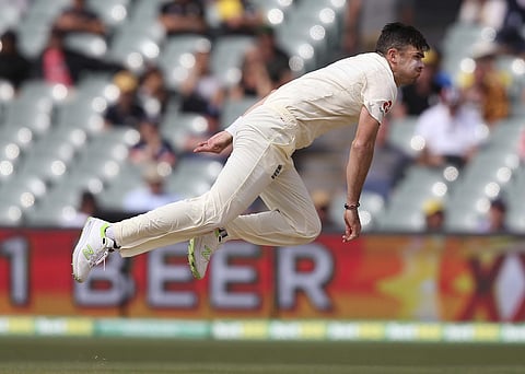 England's James Anderson bowls against Australia during the fourth day  of the Ashes Test | AP