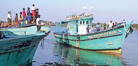 Twelve fishermen being brought to Thoppumpady Harbour in Kochi on Wednesday | Melton Antony