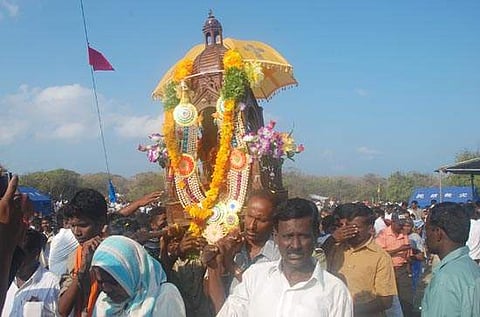 Here is a picture  of Kachchativu festival held in February-March every year which can be used as an illustration for the Kachchativu story. P.K Balachandran