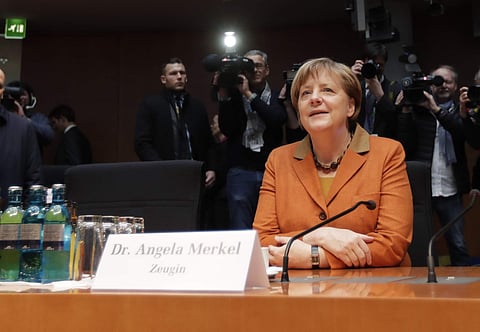 German Chancellor Angela Merkel arrives for a questioning on alleged U.S. surveillance in Germany and the activities of Germany's own foreign intelligence service in Berlin, Germany, Thursday, Feb. 16, 2017. (Photo | AP)