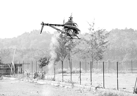 An aeromodel in motion during the airshow
