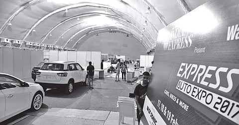 The venue of the Express Auto Expo at the Jawaharlal Nehru International Stadium ground, Kaloor, Kochi