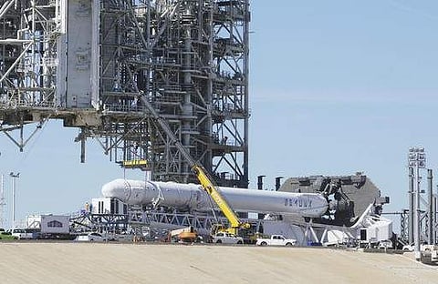 A Space X Falcon9 rocket is readied for launch Friday, Feb. 17, 2017, at Launch Complex 39A at the Kennedy Space Center in Cape Canaveral, Fla. (Photo | AP)
