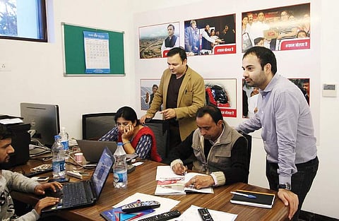 The Samajwadi Party’s war room in Lucknow