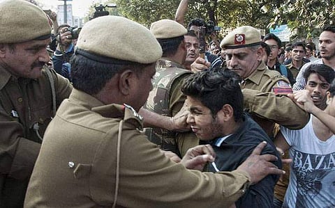File photo of protests at Ramjas College last week. (PTI)