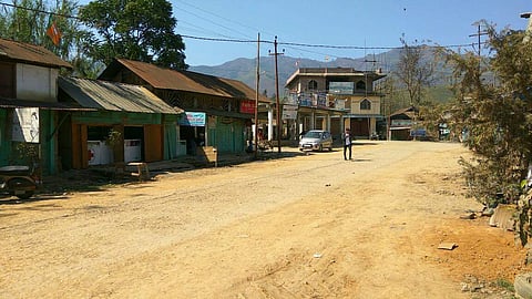 The empty main road of Andro town in Manipur due to Yaoshang festivities. (Aishik Chanda | EPS)