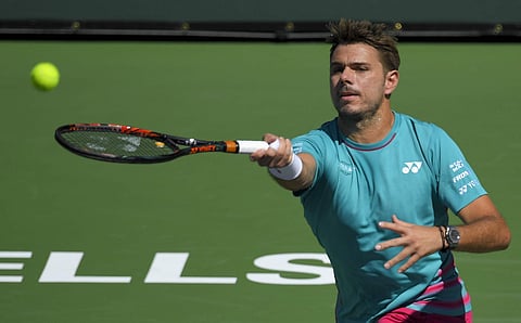 Stanislas Wawrinka, of Switzerland, hits to Pablo Carreno Busta, of Spain, during a semifinal match at the BNP Paribas Open tennis tournament, Saturday, March 18, 2017, in Indian Wells, Calif.  | AP