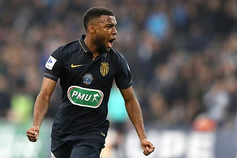 Monaco's French midfielder Thomas Lemar celebrates after scoring his team's fourth goal during the French Cup football match Marseille. | AFP