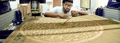 Tanvir, a mechanical engineer, at the Fablab  Technology Innovation Zone at Kalamassery   Albin Mathew