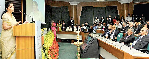 Commerce & Industry Minister Nirmala Sitharaman delivers the inaugural address in a conference in New Delhi on Thursday | PTI