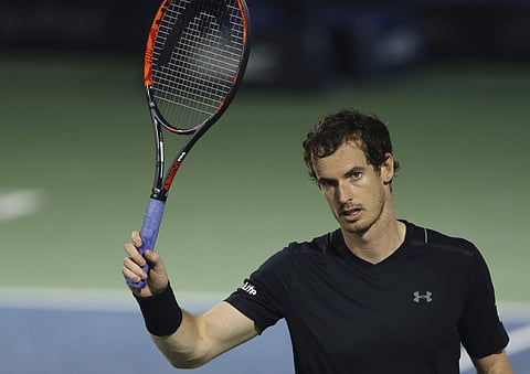 Andy Murray of Great Britain celebrates after he beats Lucas Pouille of France during a semi final match of the Dubai Tennis Championships, in Dubai, United Arab Emirates, Friday, March 3, 2017.  | AP