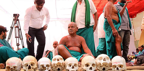 Farmers from Tamil Nadu who are protesting in Delhi. (File | EPS)