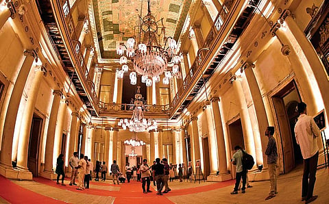 A view of the historical British Residency Darbar Hall at Koti Womens college during World Heritage Day in Hyderabad on Tuesday | Vinay Madapu
