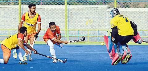 India players during a training session in Bengaluru ahead of the Sultan Azlan Shah tournament | JITHENDRA M