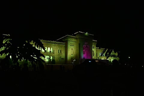 Osmania University decorated with lights in ahead of Centenary celebrations at Hyderabad. (EPS|R Satish Babu)