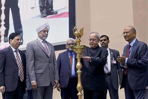 President Pranab Mukherjee with Chief Justice of India JS Khehar during the inauguration of All India Seminar being organized by the Confederation of Indian Bar at Vigyan Bhavan in New Delhi on Saturday. | PTI