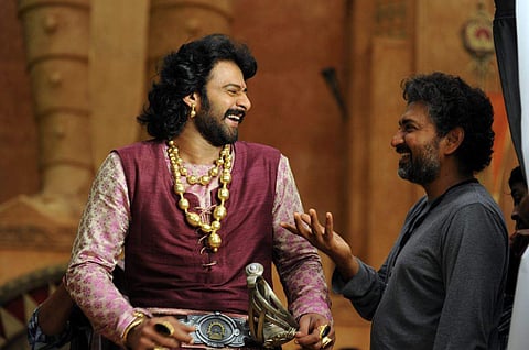 Actor Prabhas and director SS Rajamouli during the filiming of Baahubali 2. (Photo|facebook.com/ActorPrabhas)