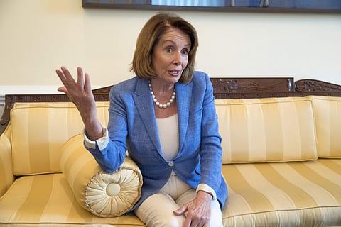 House Minority Leader Nancy Pelosi of Calif. speaks during an interview with The Associated Press in her office on Capitol Hill in Washington, Friday, May 19, 2017. | AP