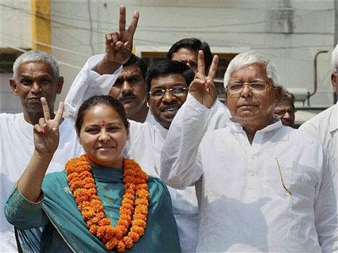 Misa Bharti with father and RJD chief Lalu Prasad Yadav(PTI)
