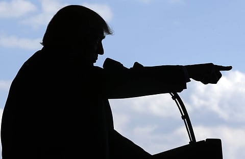 President Donald Trump addresses U.S. military troops and their families at the Sigonella Naval Air Station, in Sigonella, Italy, Saturday, May 27, 2017. (AP)