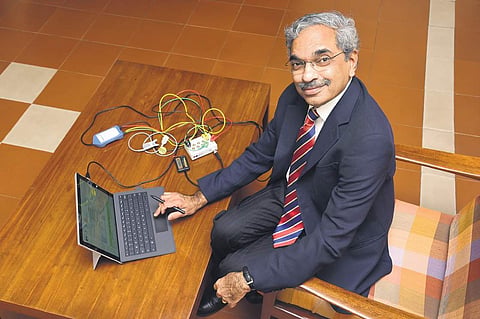 Dr Ramanan with the device | Sunish P Surendran