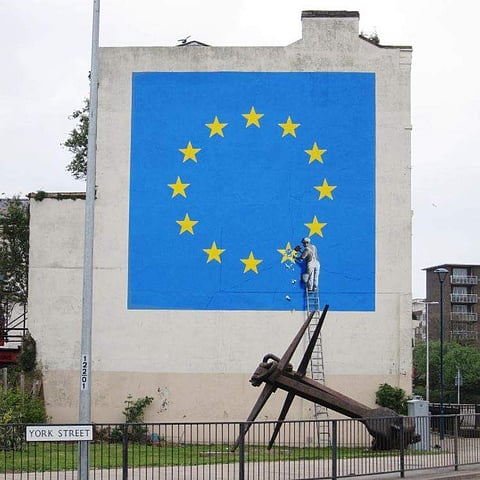 The Brexit-inspired mural in Dover Town. (Photo|Instagram.com/banksy)