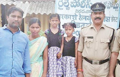 The two minor girls who were rescued by the RPF at Nidadavole on Friday | Express