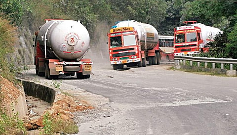Heavy vehicles are the prime cause of poor road condition on Shirady Ghat