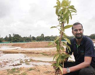 Anand at the Kyalasanahalli lake that is under development  Manjunath S