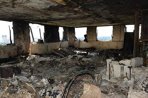In this photo released by the Metropolitan Police, a view of an apartment in the Grenfell Tower after fire engulfed the 24-storey building, in London. | AP