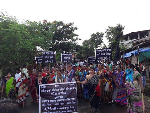 Protests against the land acquired for the Navy project