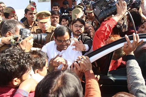 Gayatri Prajapati being arrested in Lucknow (File | ANI)