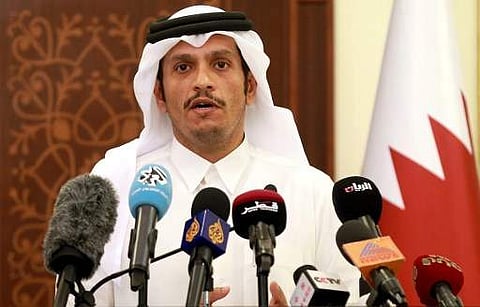 Qatari Foreign Minister Mohammed bin Abdulrahman al-Thani gives a press conference in Doha on May 25, 2017. Qatar has been targeted by a hostile campaign, particularly in the US media, its foreign minister said, a day after the Gulf state accused hackers 