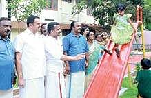 Mayor V K Prasanth and Vattiyoorkavu MLA, K Muralidharan at the children’s park at Kannammoola