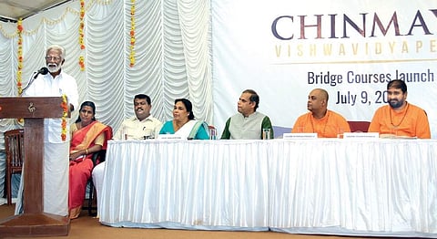 BJP President Kummanam Rajasekharan speaking at the launch of  Chinmaya Vishwavidyapeeth University for Sanskrit and Indic Traditions  on Sunday | Express