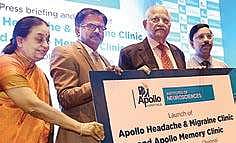 Dr Prathap C Reddy (second from right), Executive Chairman, Apollo Hospitals launching new clinics on Tuesday | D SAMPATHKUMAR