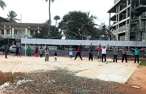 Residents of Jawahar Nagar at the K P K Menon Memorial Playground