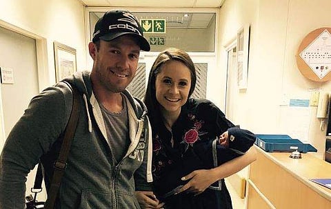 AB de Villiers and his wife Danielle with their second child, Richard de Villiers. | Instagram @abdevilliers17