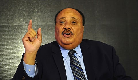 Human rights Advocate Martin Luther King III in the International Conference of Babasaheb Ambedkar in Bangalore on Saturday. (EPS |  P Nagesh Polali)