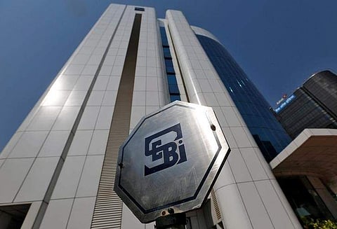 The logo of the Securities and Exchange Board of India (SEBI) is pictured on the premises of its headquarters in Mumbai, March 1. (File Photo | Reuters)